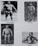 Pictures of early Indian wrestlers : Golam Palowan, Karim Bakhsh, Gama Palowan, Jobisco